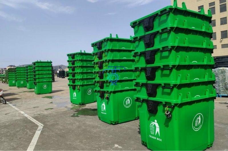 Thùng rác y tế 660 lít màu xanh