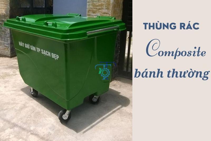 Thùng rác 660 lít composite bánh thường Thùng rác 660 lít composite bánh thường