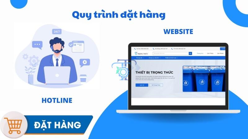 Quy trình đặt hàng thùng rác inox tròn nắp bập bênh
