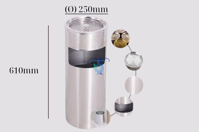 Thùng rác gạt tàn thuốc inox hình tròn Thùng rác gạt tàn thuốc inox hình tròn