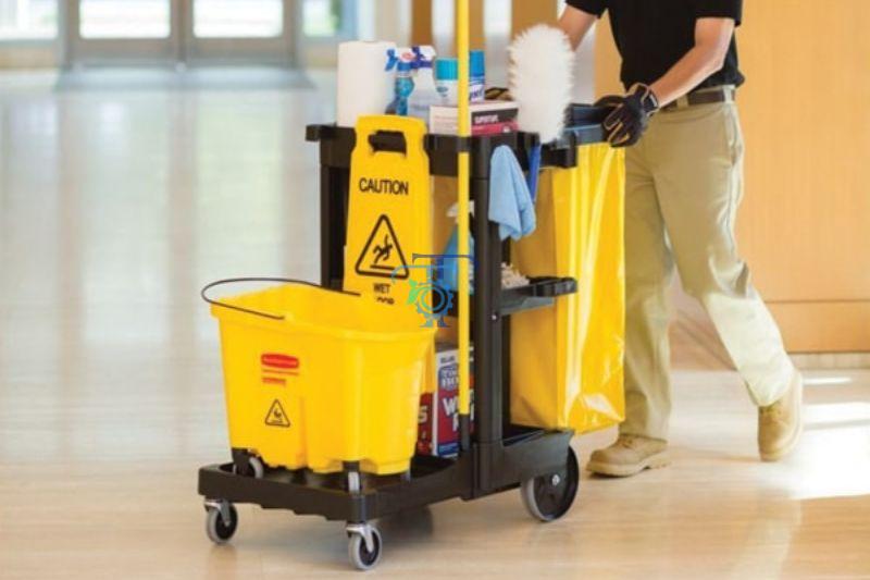 Ứng dụng của xe dọn vệ sinh chữ L 3 tầng Ứng dụng của xe dọn vệ sinh chữ L 3 tầng