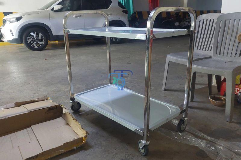Xe đẩy inox 2 tầng Xe đẩy Inox 2 tầng