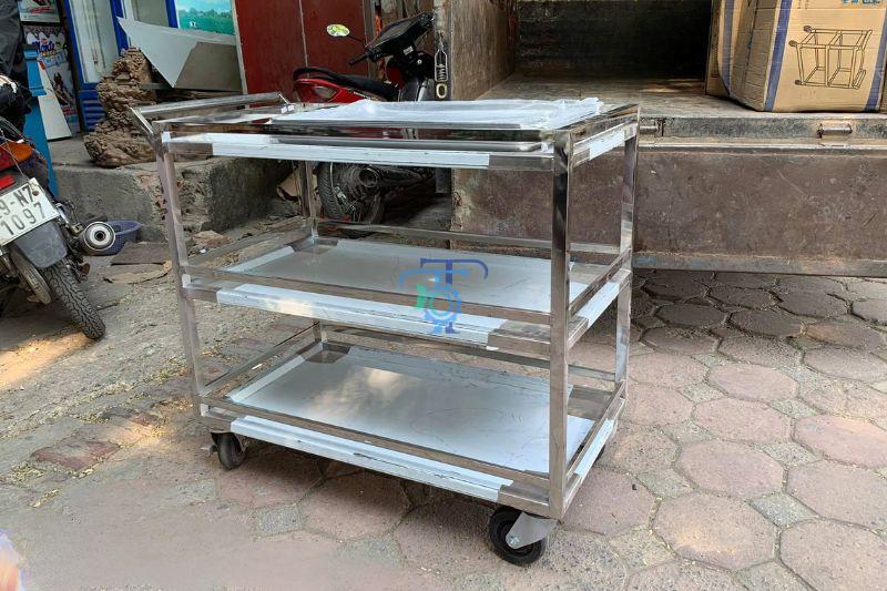 Xe đẩy inox có khay