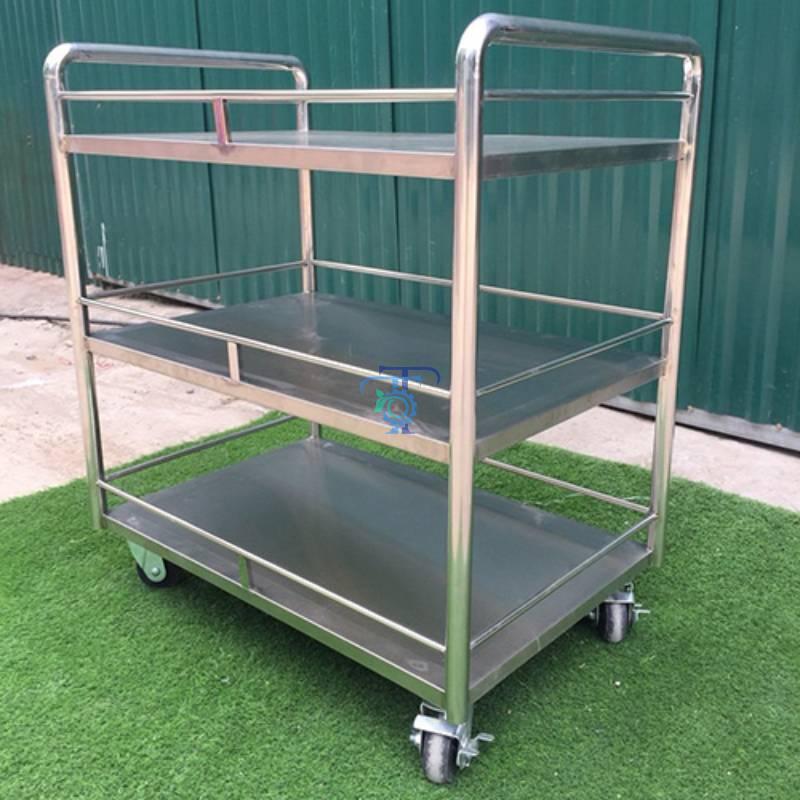 Xe đẩy thức ăn bằng inox 3 tầng