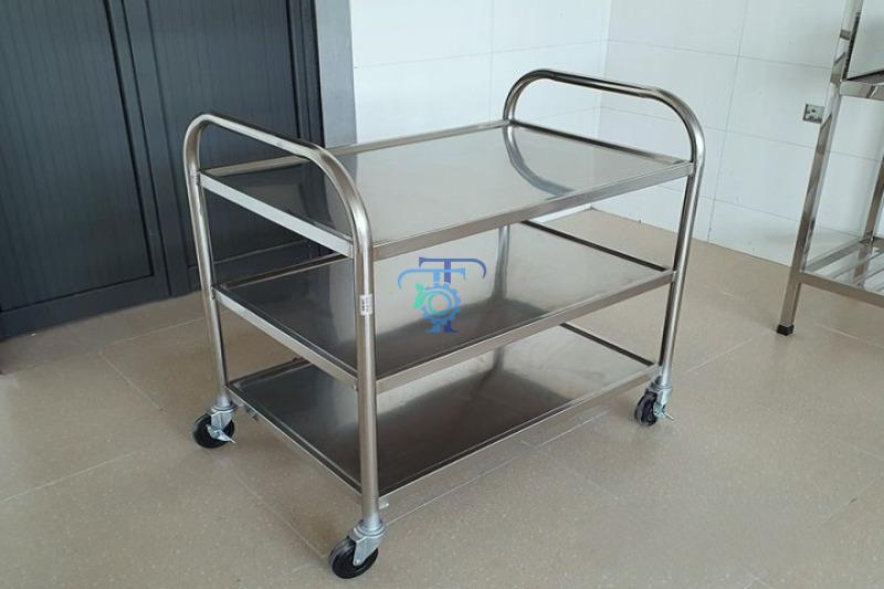 Xe đẩy thức ăn inox 3 tầng
