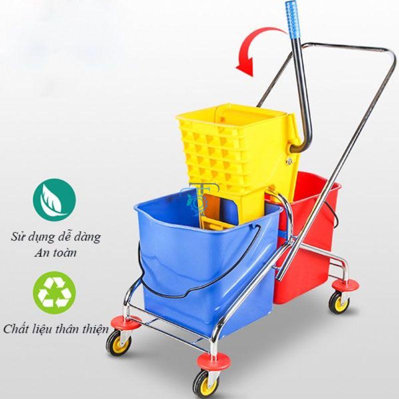 Xe vắt móp đôi 81 lít dùng cho vệ sinh công nghiệp